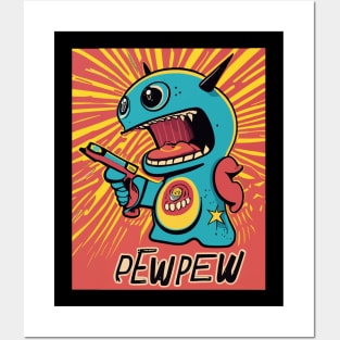 Pew Pew Robot Alien Posters and Art